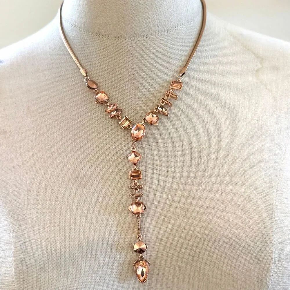 Kenneth Cole Stone Cluster Rose Gold Y-Shaped Necklace